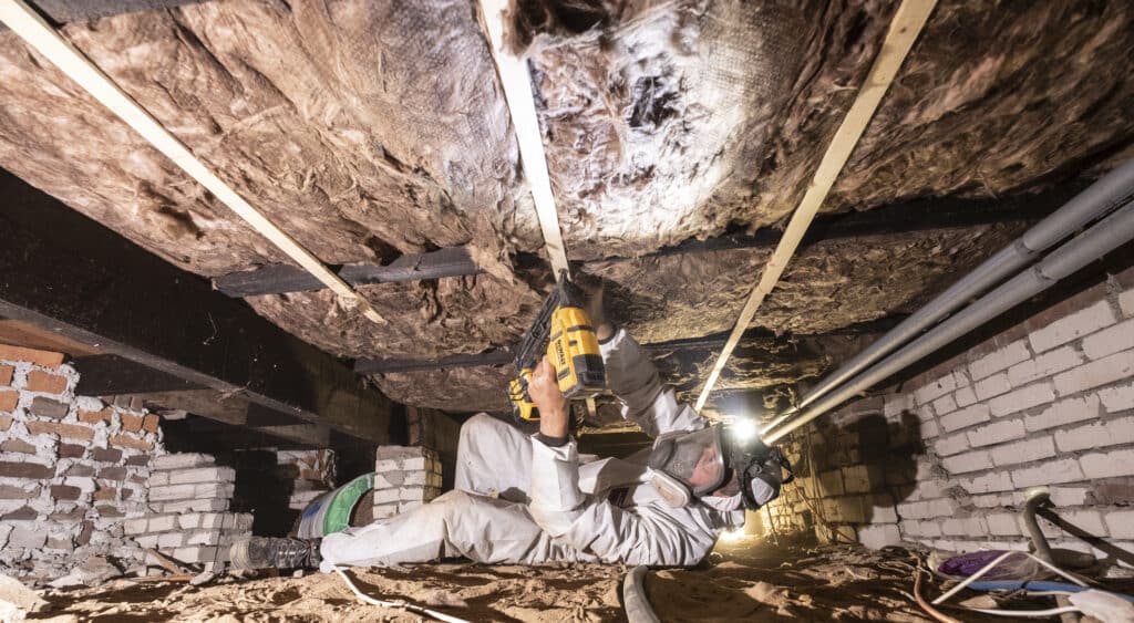 Vloerisolatie aanbrengen in kruipruimte met Hennep isolatie